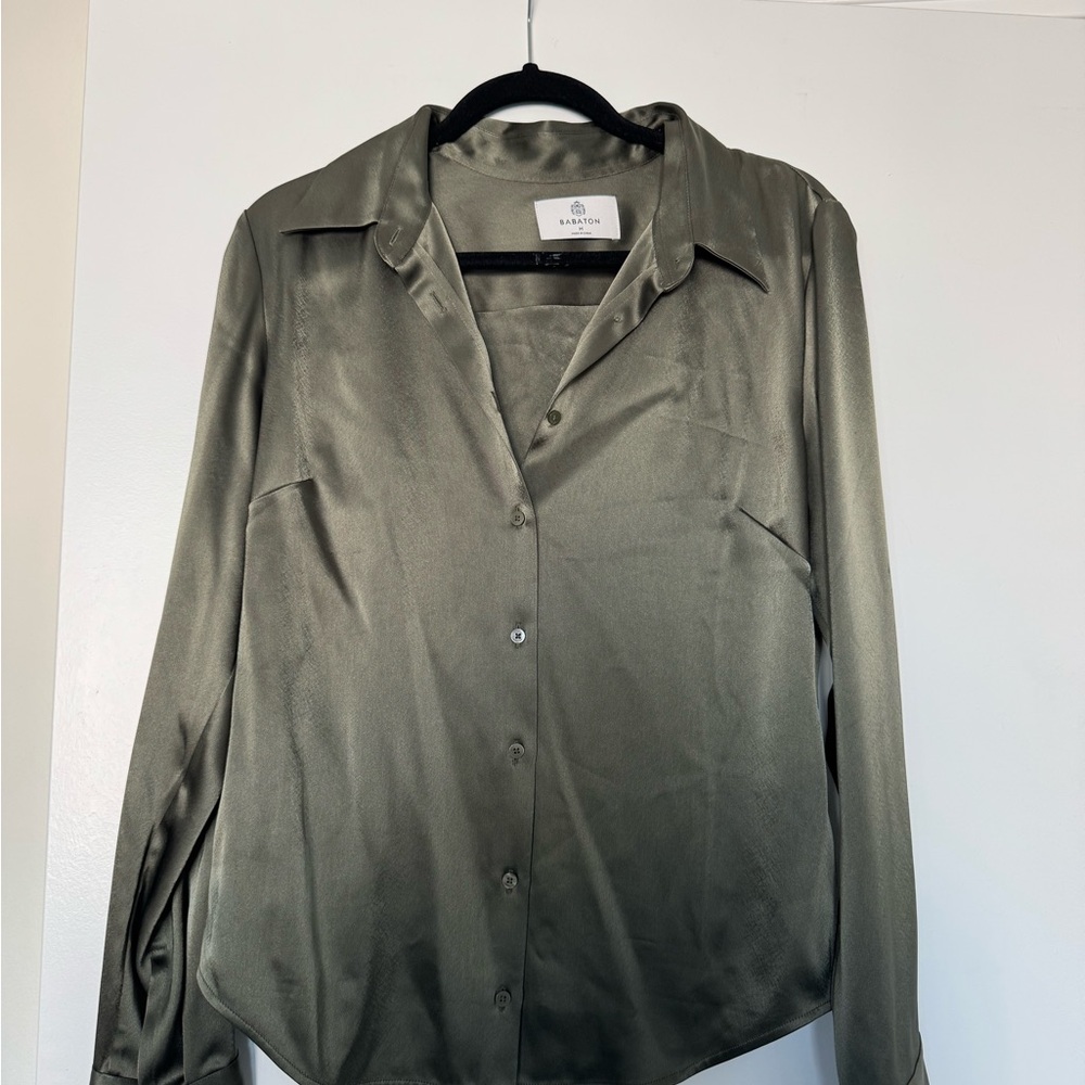 Babaton Olive Satin Shirt